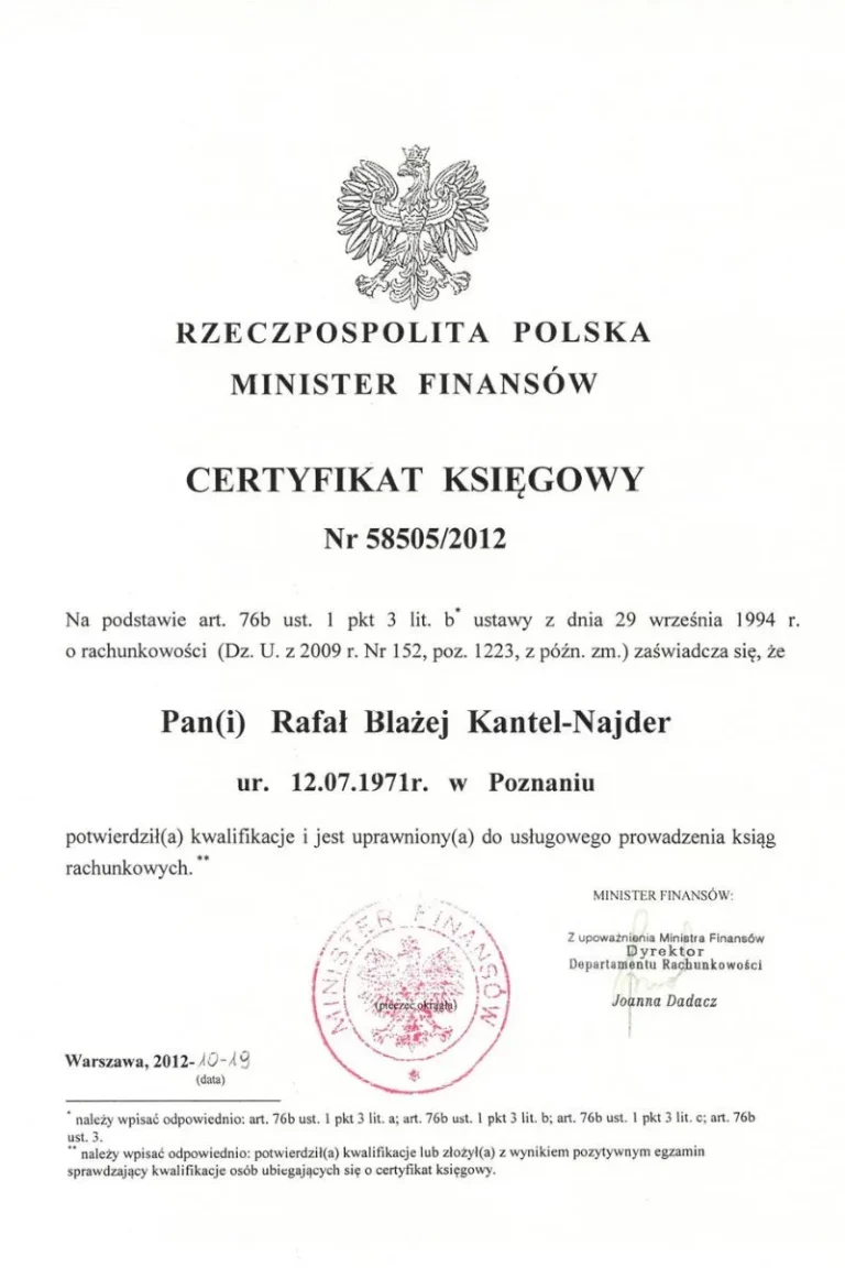 Raphicc - Certyfikat Księgowy